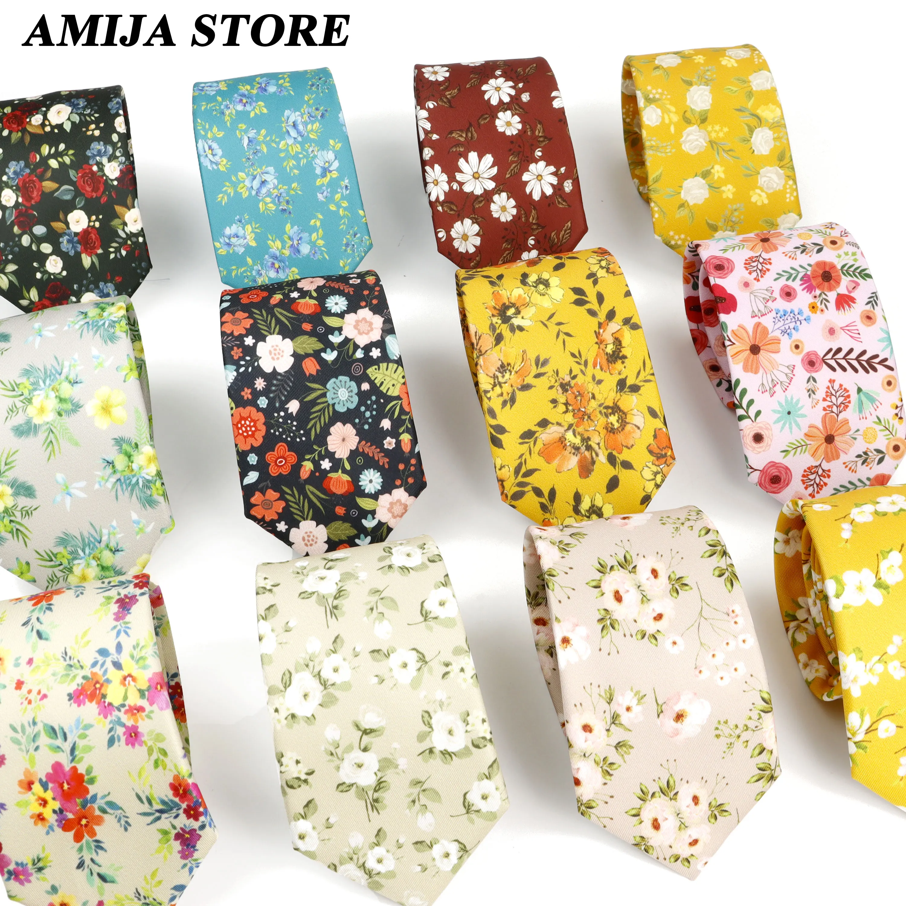 Vintage Imitation Silk Ties Men's Floral Necktie Elegant Flower Painting White Blue Tie For Men Wedding Business Soft Print Tie