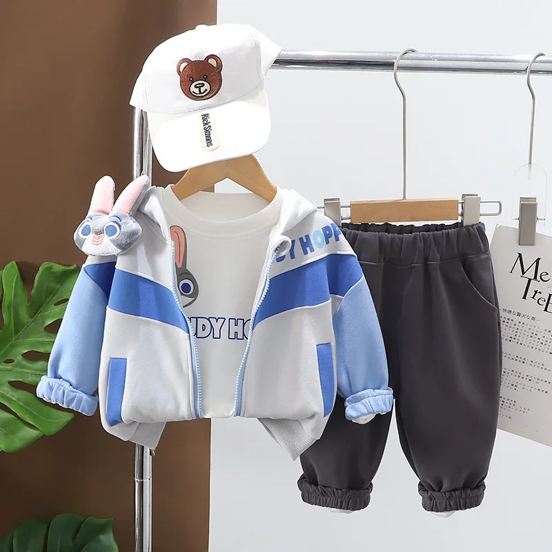 

Toddler Boy Boutique Clothing Set 2024 Fall Long Sleeve Cardigan Hooded Hoodies + T-shirts + Pants Suits for Kids Boys Outfit