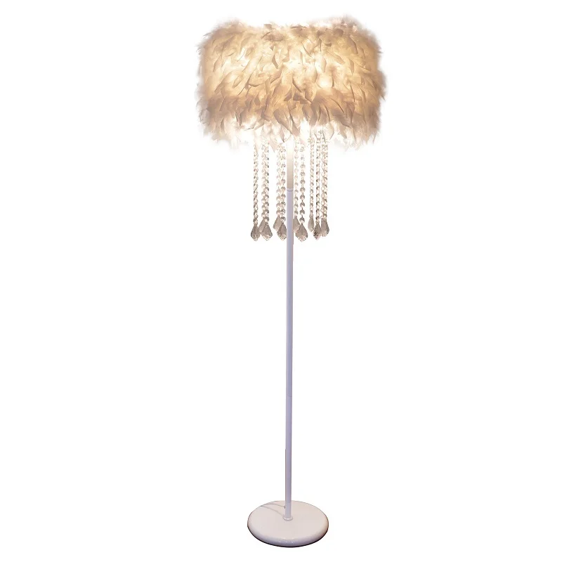 Floor lamp living room creative wedding girl European romantic feather crystal vertical table lamp