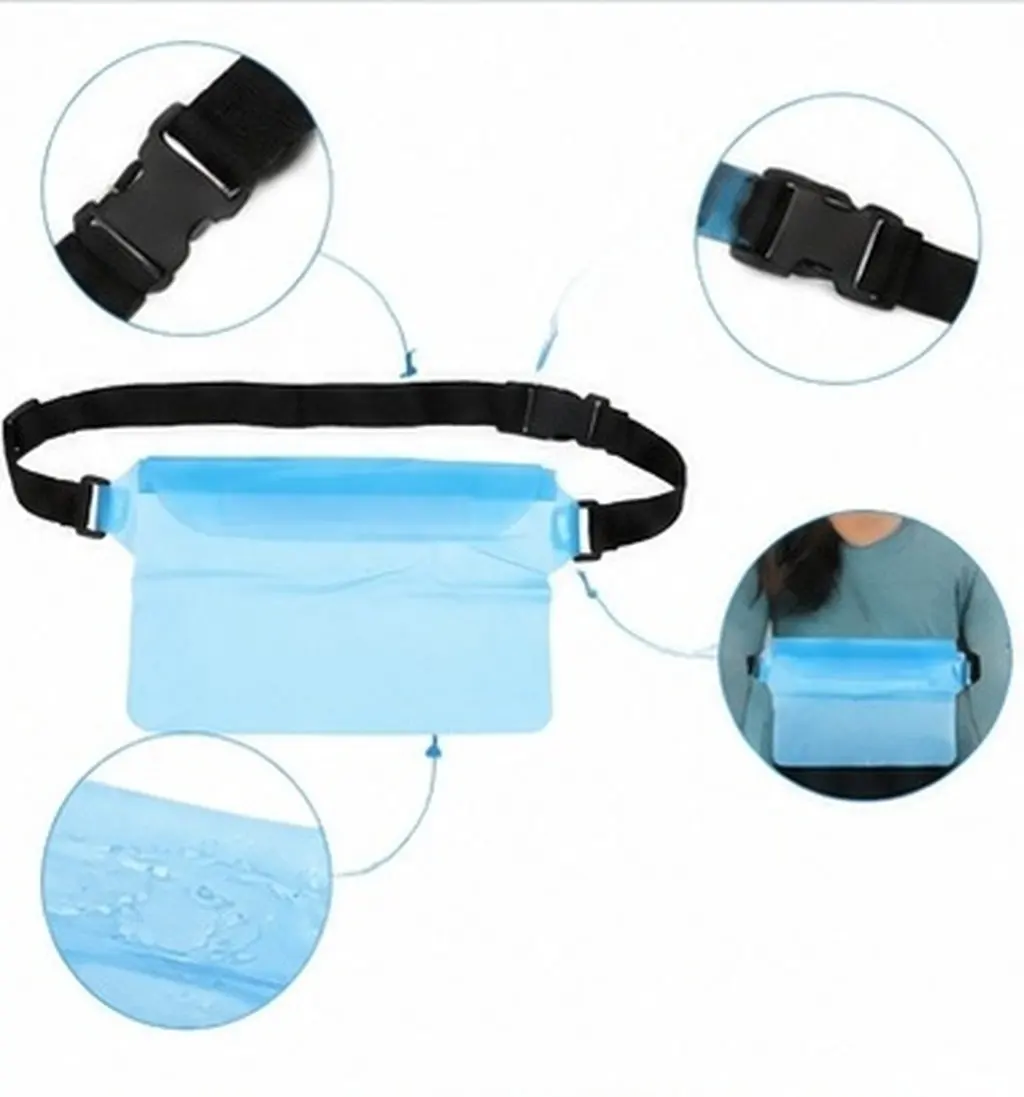 2 unidades de riñonera impermeable ajustable, transparente, ideal para nadar, practicar surf, usar con tablas de paddle y para proteger el teléfono durante actividades deportivas.