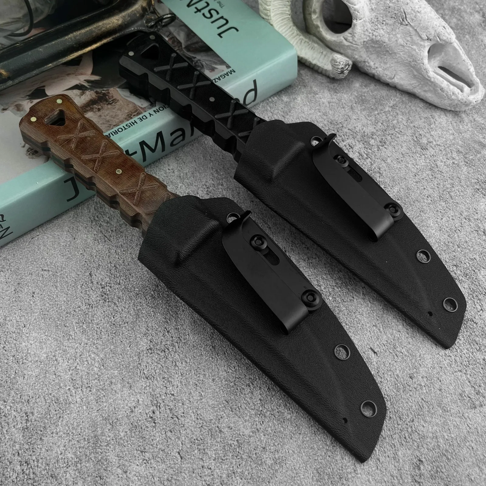 Fixed Blade Utility Knife High Quality DC53 Steel Blade Brown Linen & Black G10 Handle Portable Outdoor Hunting Hiking EDC Knife