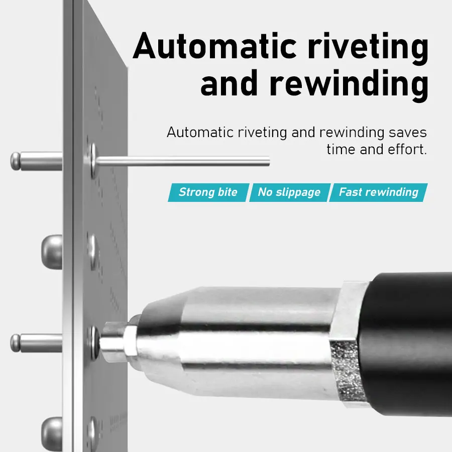 Electric Rivet Gun Rechargeable Lithium-ion Riveting Machine Aluminium Alloy Automatic Rivet Gun (without Battery)