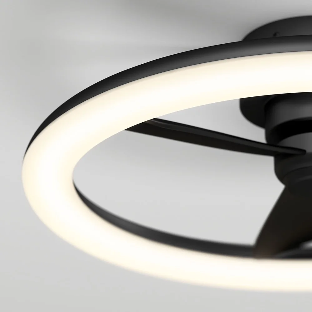 โมเดิร์น 23in LED เพดานพัดลมรีโมท REVERSIBLE หมุน 2000 Lumens ปรับอุณหภูมิสี 3 ควบคุมความเร็วในร่ม