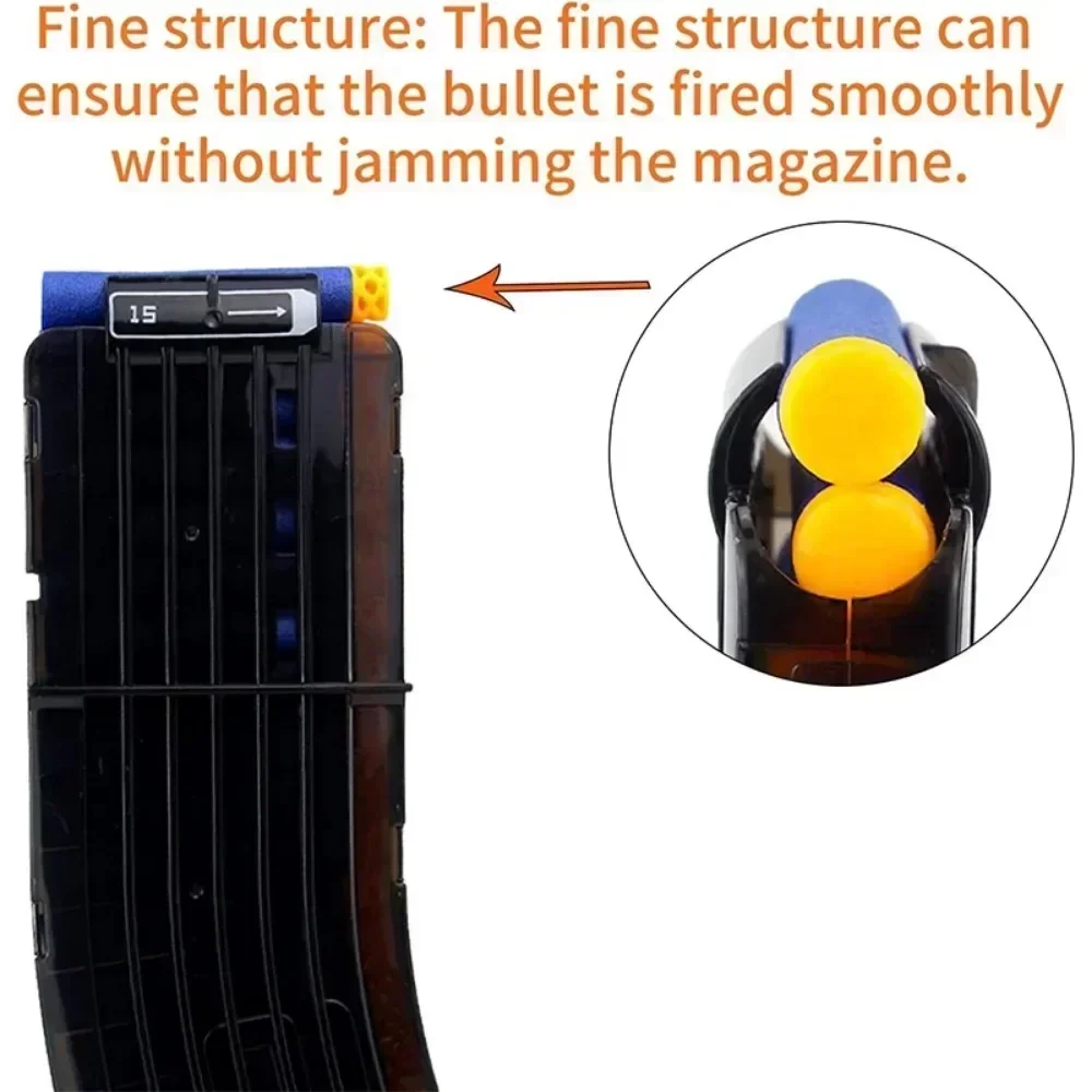 

1/3 шт. изогнутых клипс для патронов (15 штук), клипсы для быстрой перезарядки с мягкими пулями, совместимые с игрушечным пистолетом Nerf Elite Magazine (черные)