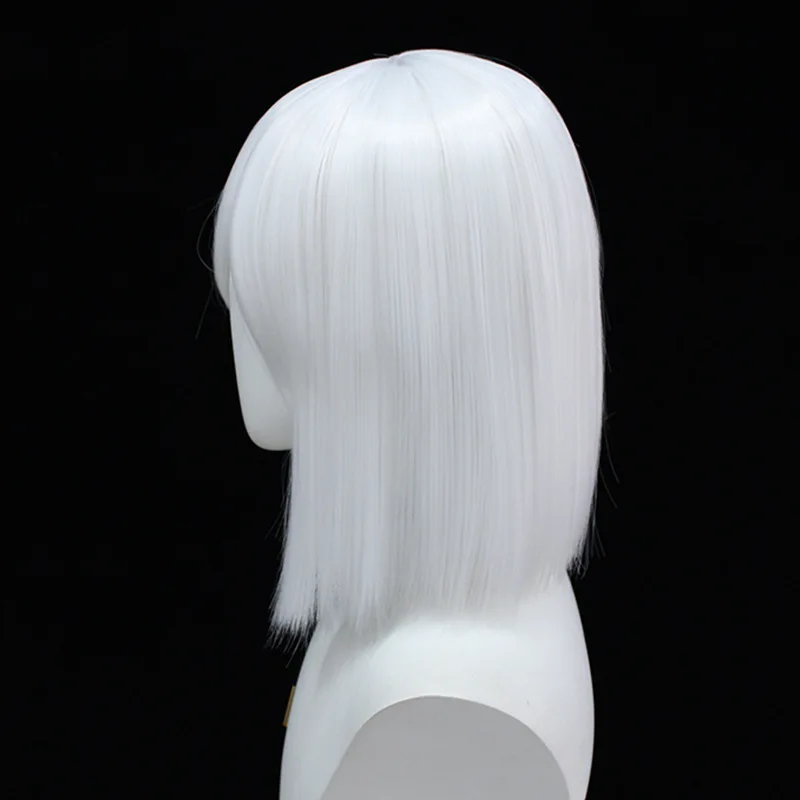 Peluca de Cosplay de juego de Anime para mujer, Periwig blanco para adultos, tocado de cómic Con personalidad, accesorios de cabello simulado para Halloween