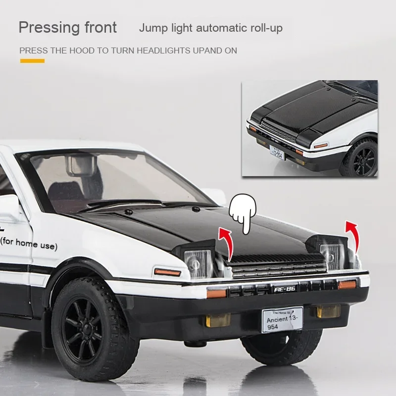 Inicial D 1:32 Toyota AE86 modelo de coche de aleación de Metal fundido a presión, coches de juguete para niños, coleccionables, modelo de coche para niños, regalos de cumpleaños
