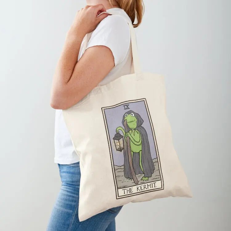 

The Kermit Tarot Tote Bag tote bag university Canvas shoulder bag canvas shopping bags woman 2025