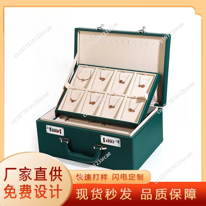 Four-layer jewelry box Multifunctional portable with lock bracelet necklace ring box Jewelry storage display box