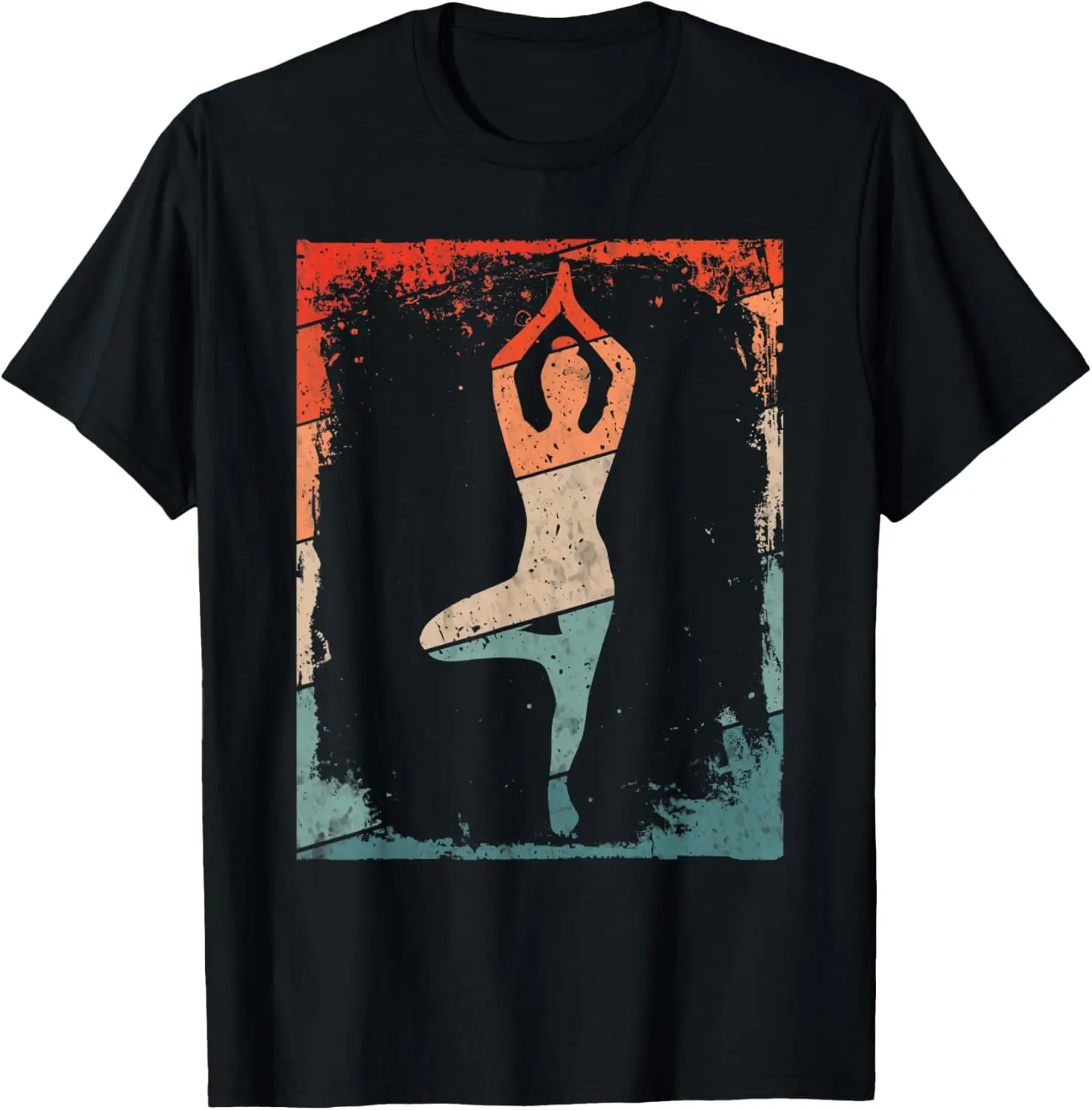

Cute Chakra Retro Yoga Tree Pose Artistic 100% Cotton T-Shirt Vintage Spiritual Tee for Yoga Practitioners and Retro Design Fans