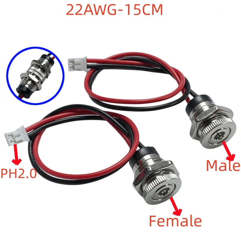 

Threaded waterproof 8mm magnetic metal charging seat, magnetic touchpoint male and female desk lamp charging port DIY connector