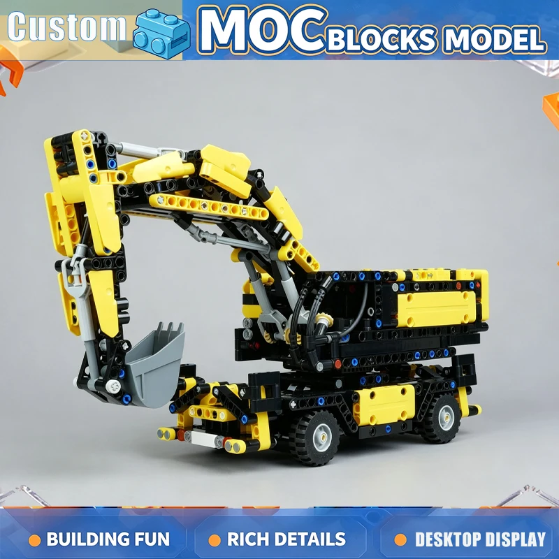 1338PCS Compact Excavator Building Blocks Articulated Construction Vehicle Model DIY Assembly Creative Display Collection Gift