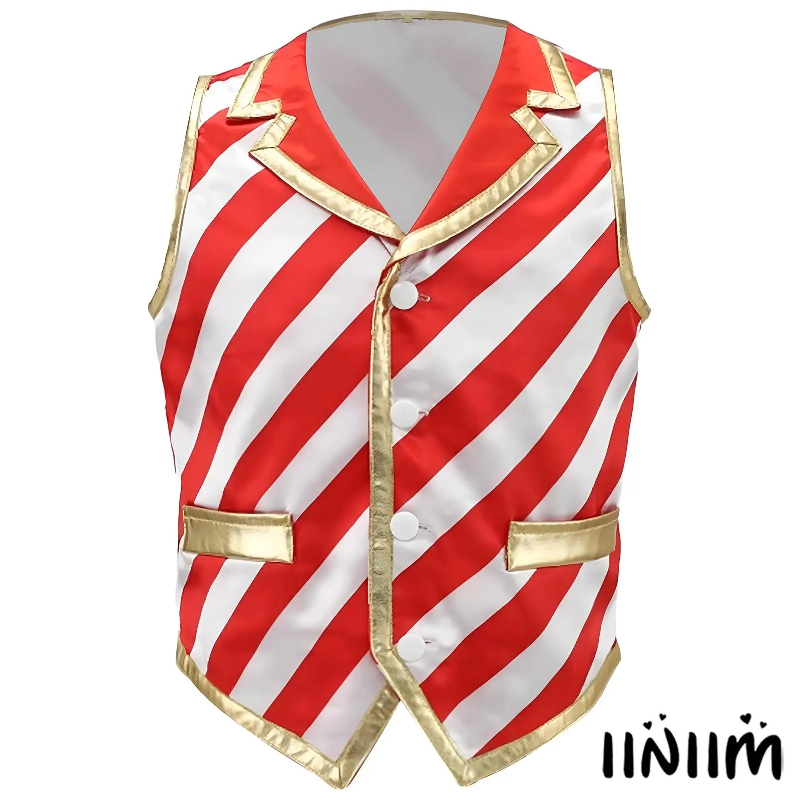 

Kids Boy Christmas Candy Cane Striped Vest Xmas Santa Claus Sleeveless Waistcoat Tops for Christmas Xmas Events Dress Up Costume