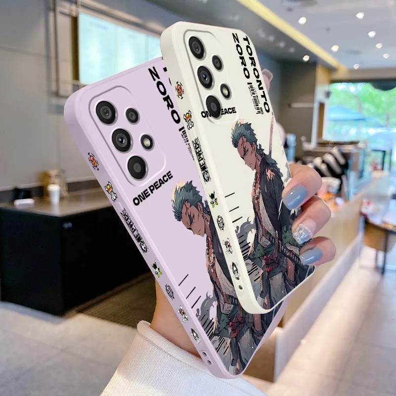 

Comic Cool One Piece Zoro Art Phone Case For Samsung A33 A31 A25 A23 A22 A21s A15 A14 A13 A05 A13 A12 A04 5G Liquid Left Rope