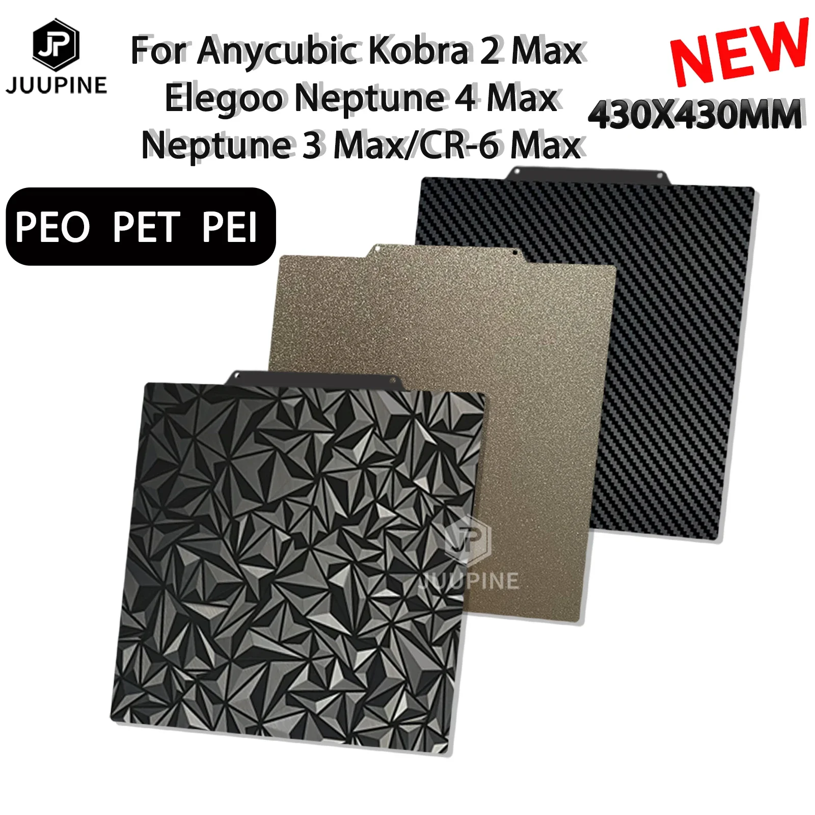 

430X430 PEI Build Plate PEO Double Side Sheet Heated Bed Spring Steel Flexible Platform One Side Textured and One Smooth Board f