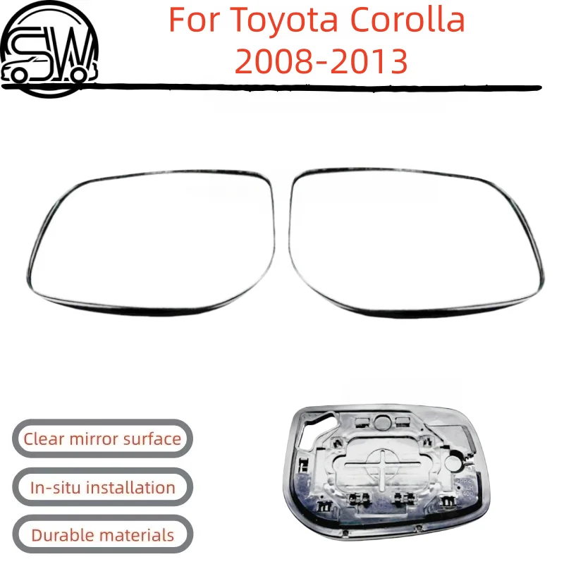 For Toyota Corolla 2008‑2013 Rearview Mirror Glass Without Heating.
