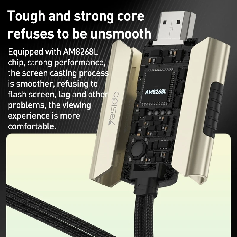 Yesido 2m 8 Pin Lightning to HDMI 1080P HDTV Adapter Cable with AM8268L Chip, Connection Cable For Phone & Tablet to Monitor