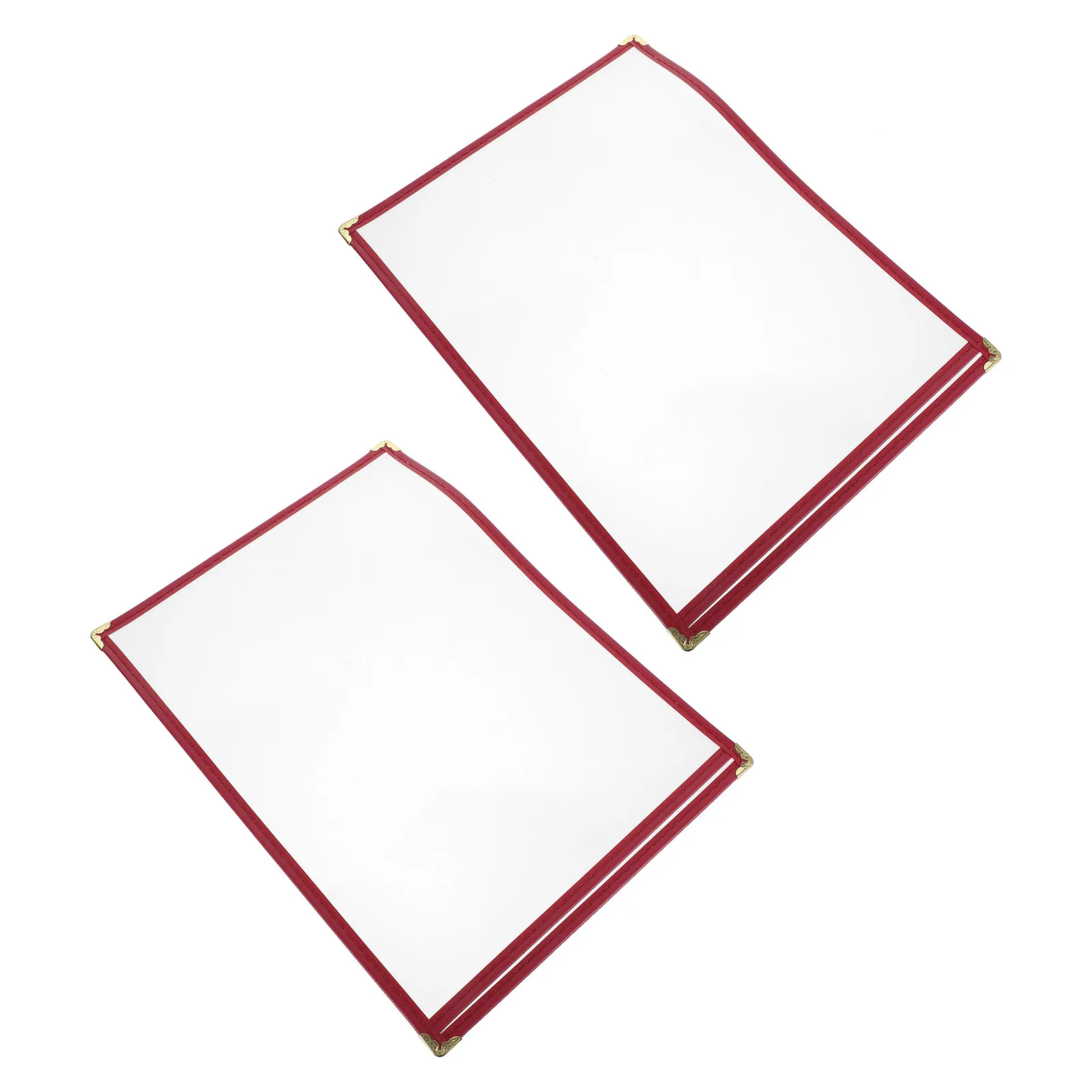 2Pcs Menu Cover PVC Transparent Fold Style Abrasion Resistant Restaurant Bar Cafe Price List Paper Insert Holder