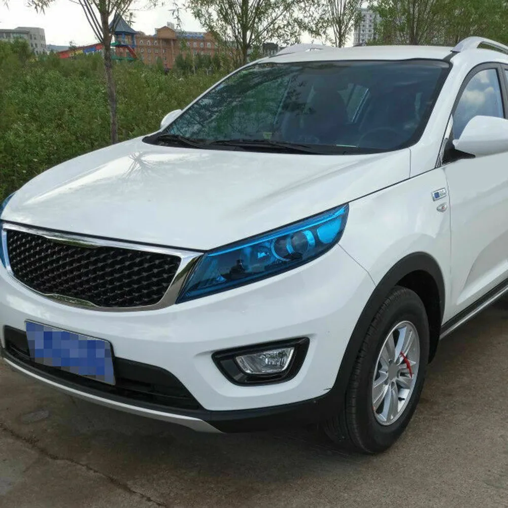 Vinyl Film Overlay Wrap Sheet with Blue Tint for Headlight Fog Light Side Marker Light and Tail Light on Cars SUVs Trucks