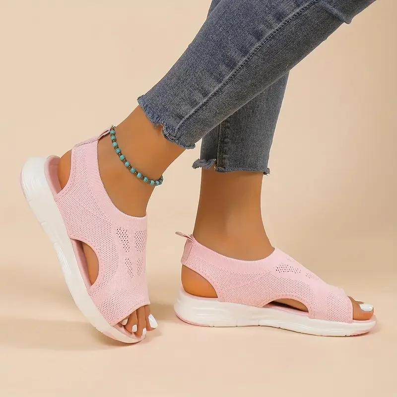 New Summer Fashion Comfortable Round Toe Thick Sole Solid Color Casual Sports Shoes Mesh Breathable Open-toe Sandals for Women image 6