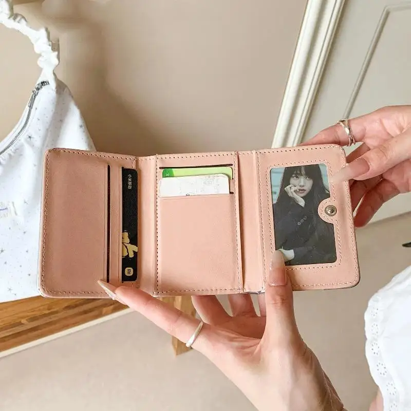 PU Star Rivet Trifold Wallet Ultra Slim Large Capacity Multiple Card Slots Fashion Purse for Women Birthday Gift