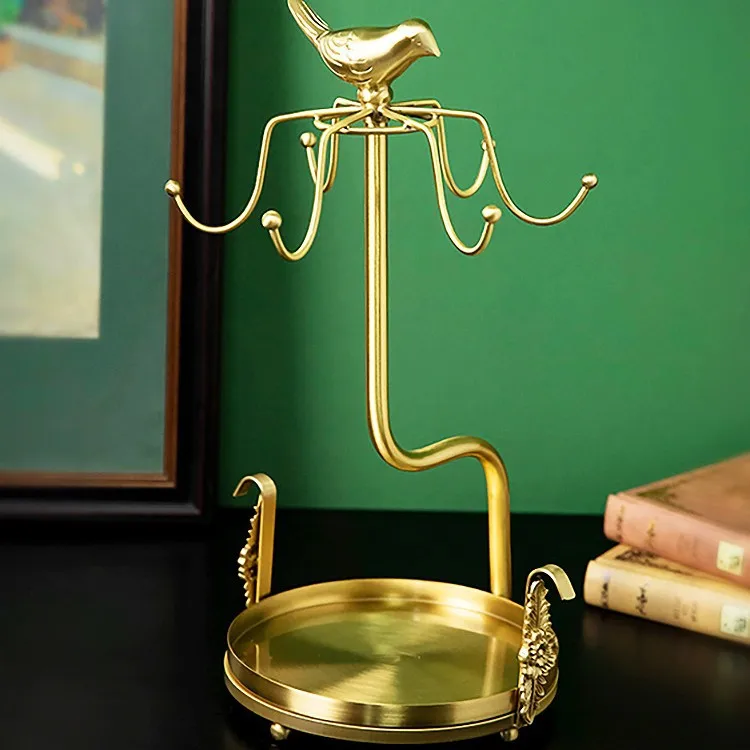 European Light Luxury Brass Coffee Cup Rack Cup & Saucer Storage Hanger for Dining Table Living Room Kitchen Organizer