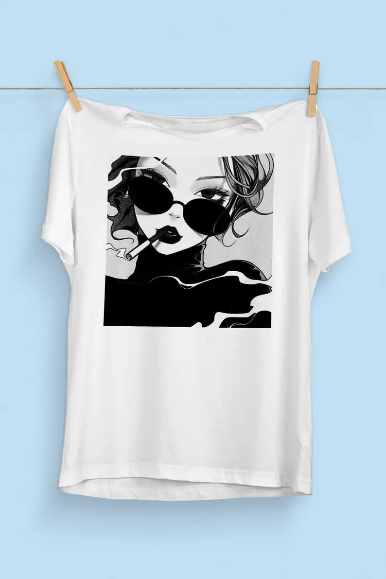 90s Anime Girl T-Shirt | Pastel Goth | 90s Anime Grunge Aesthetic