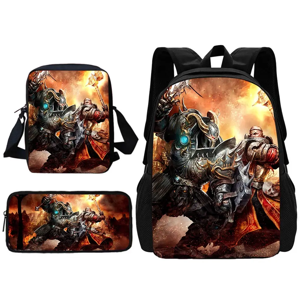 Table Games W-WarhammerS Child School Backpack With Shoulder Bag Pencil Bags School Bags for Boys Girls Best Gift