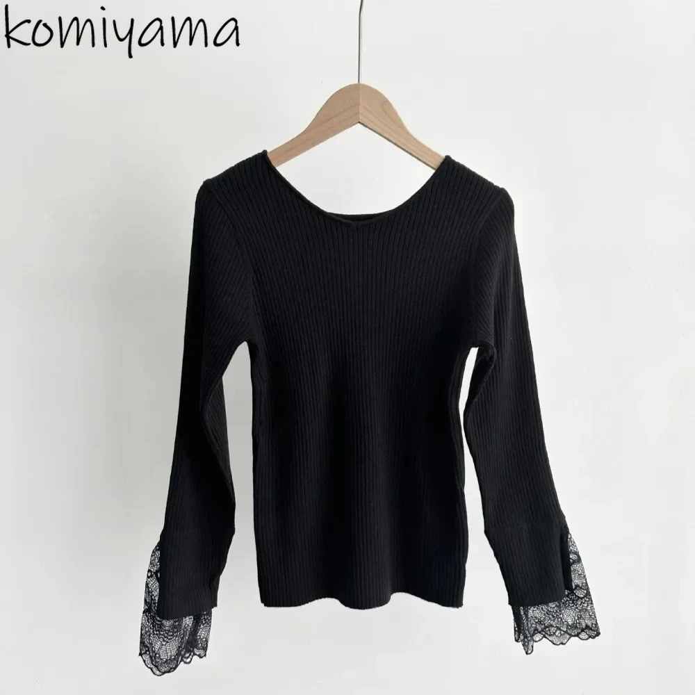 

Полый вязаный кружевной свитер Roupas с длинными рукавами и круглым вырезом Sueter Japan Sweet Ropa Mujer, пуловер, топы, осенние женские пуловеры