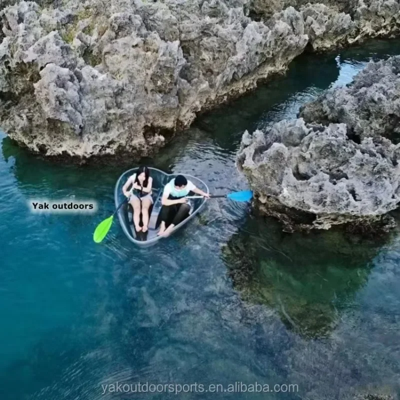 Hot 6.5FT Lightweight 6MM PC Kayak Heart-Shape Transparent with Double Seat Stable Scenic Tourist Resort Drifting for Ou factory