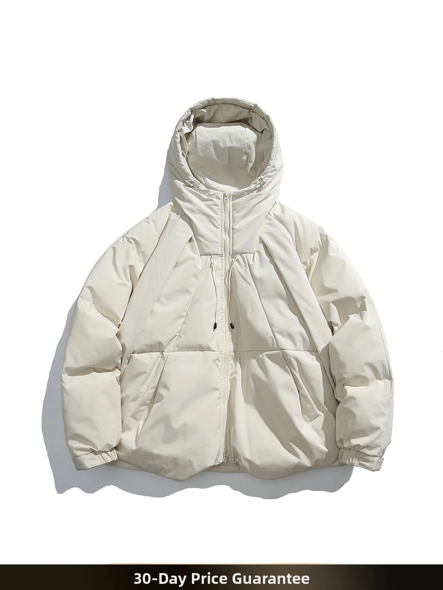 

Nted Retro Deconstructed Patchwork Hooded Cotton Jaet Men's Winter Warmth Couple Sle Youth Casual Polyester Fiber Zipper