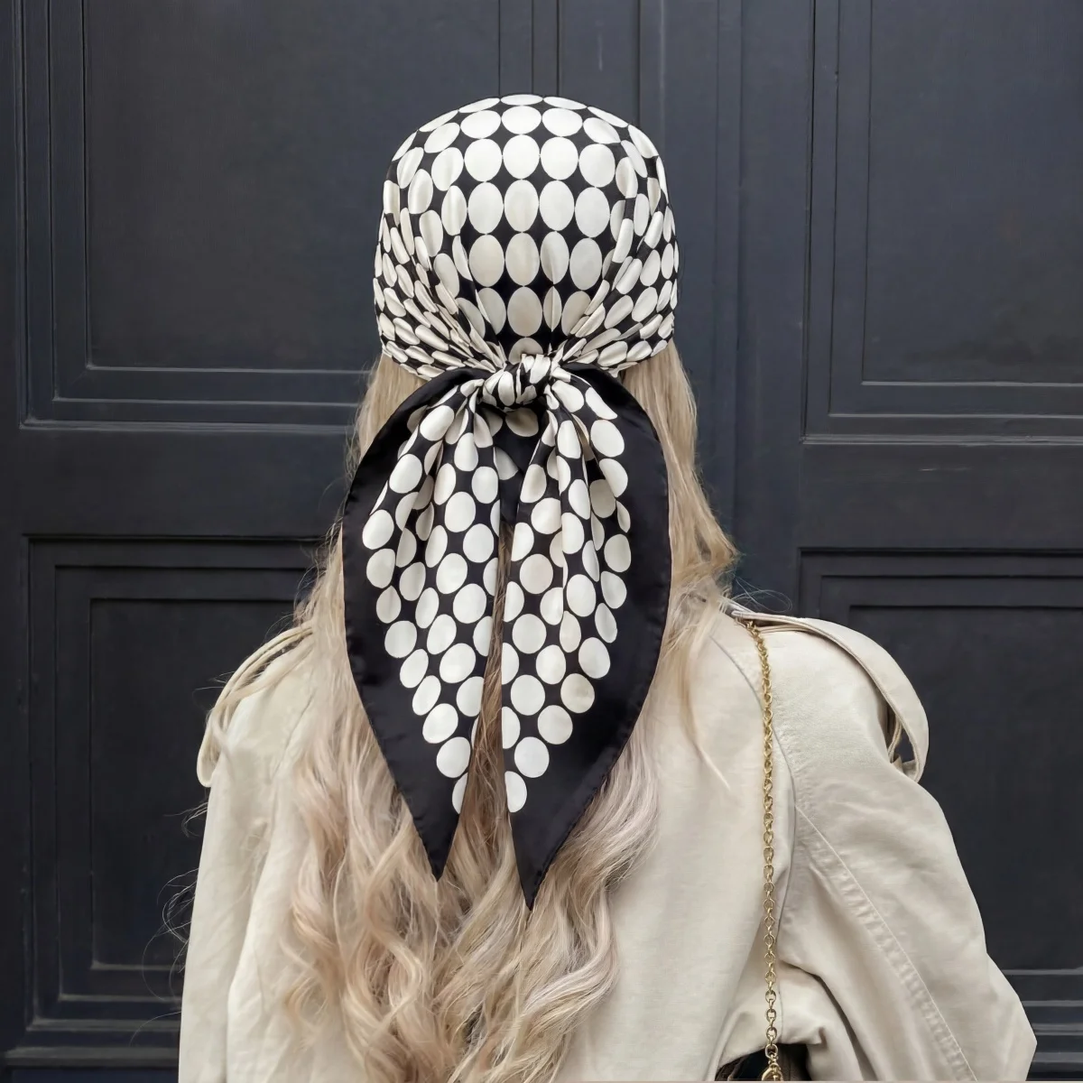 

70x70cm New Luxury Brand Dot Prin Square Scarf for Women Hijab Hair Bands Neckerchief Female Satin Shawl Ribbon Headband 2026