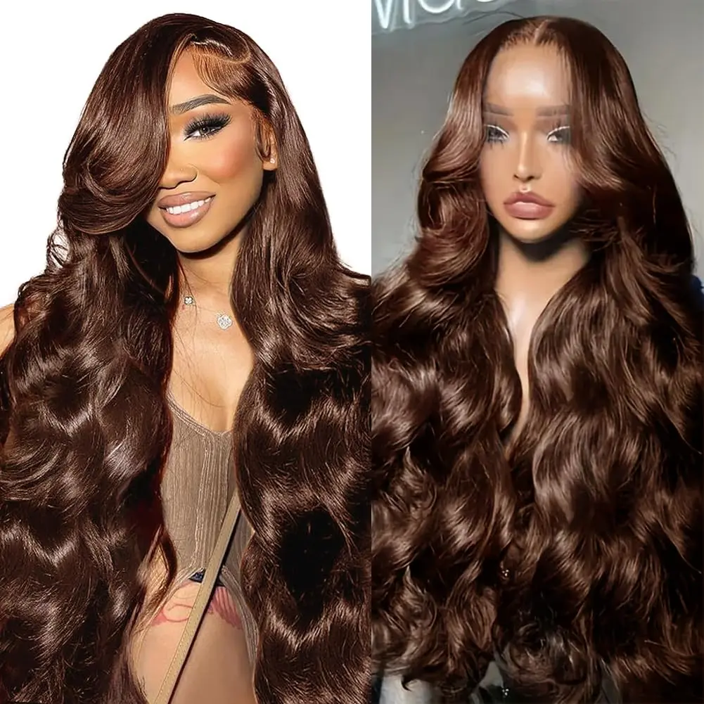 250% Lace Front Wig Human Hair 100% Body Wave Chocolate Brown 99J 13x6 Hd Transparent Lace Frontal Wigs Human Hair For Women