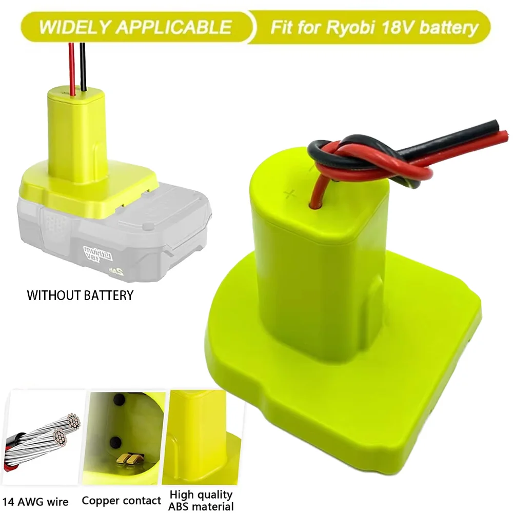 

For Ryobi 18v Lithium-ion Battery 12 Awg Wires Connector Converter Power Tool DIY Battery Dock Adapter