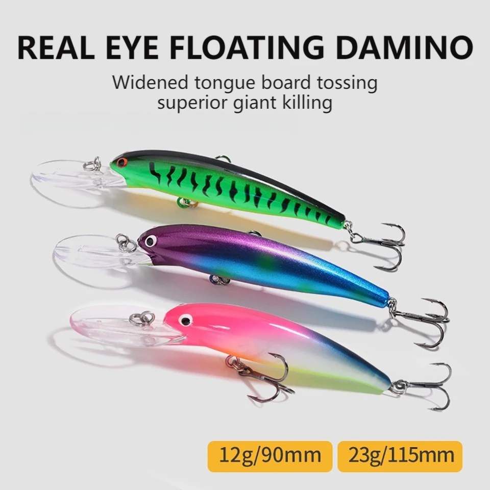 GOBYGO 90mm/12g Minnow Long Throw Hook Fishing Lures Deep Diving Hard Crankabits Bass Wobblers Lure Double Hooks Fishing Tackle