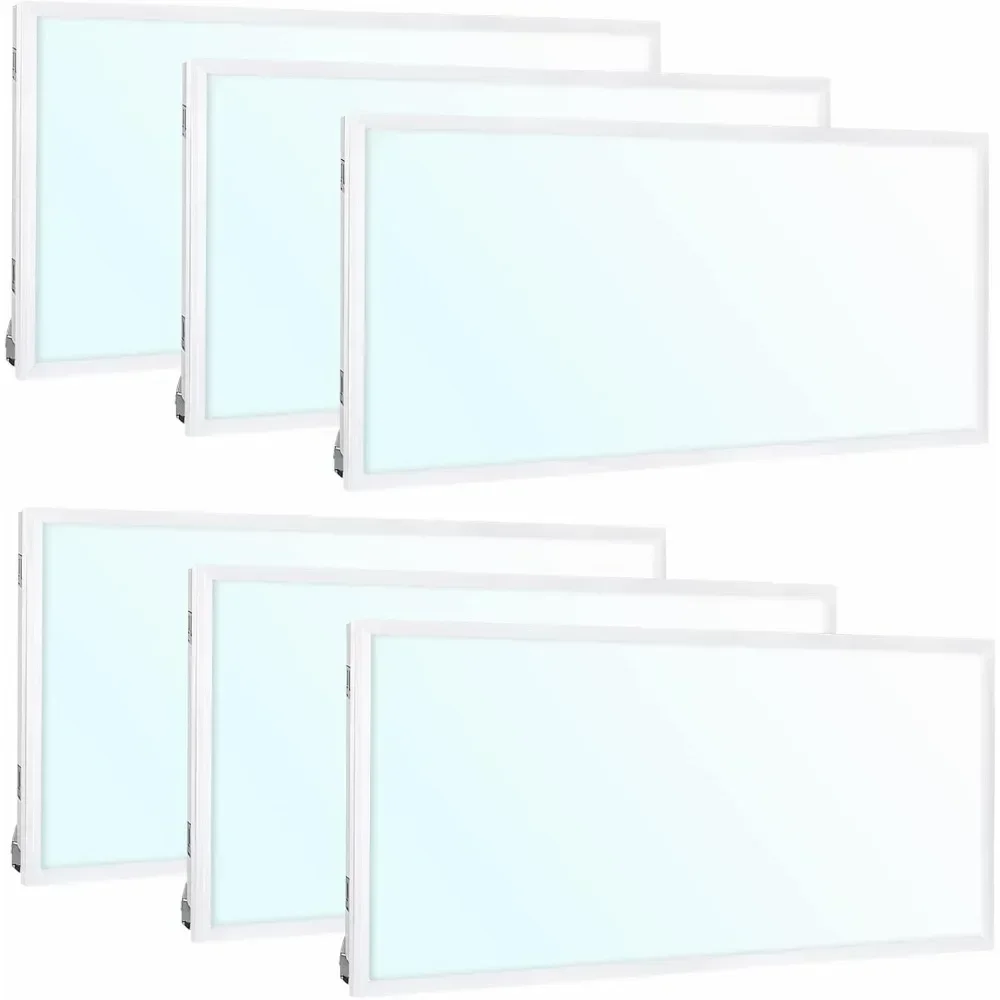 

6 Pack 2x4 FT LED Flat Panel Troffer Light, 40/50/60W, 115LM/W, 0-10V Dimmable CCT Selectable Drop Ceiling Office Lights