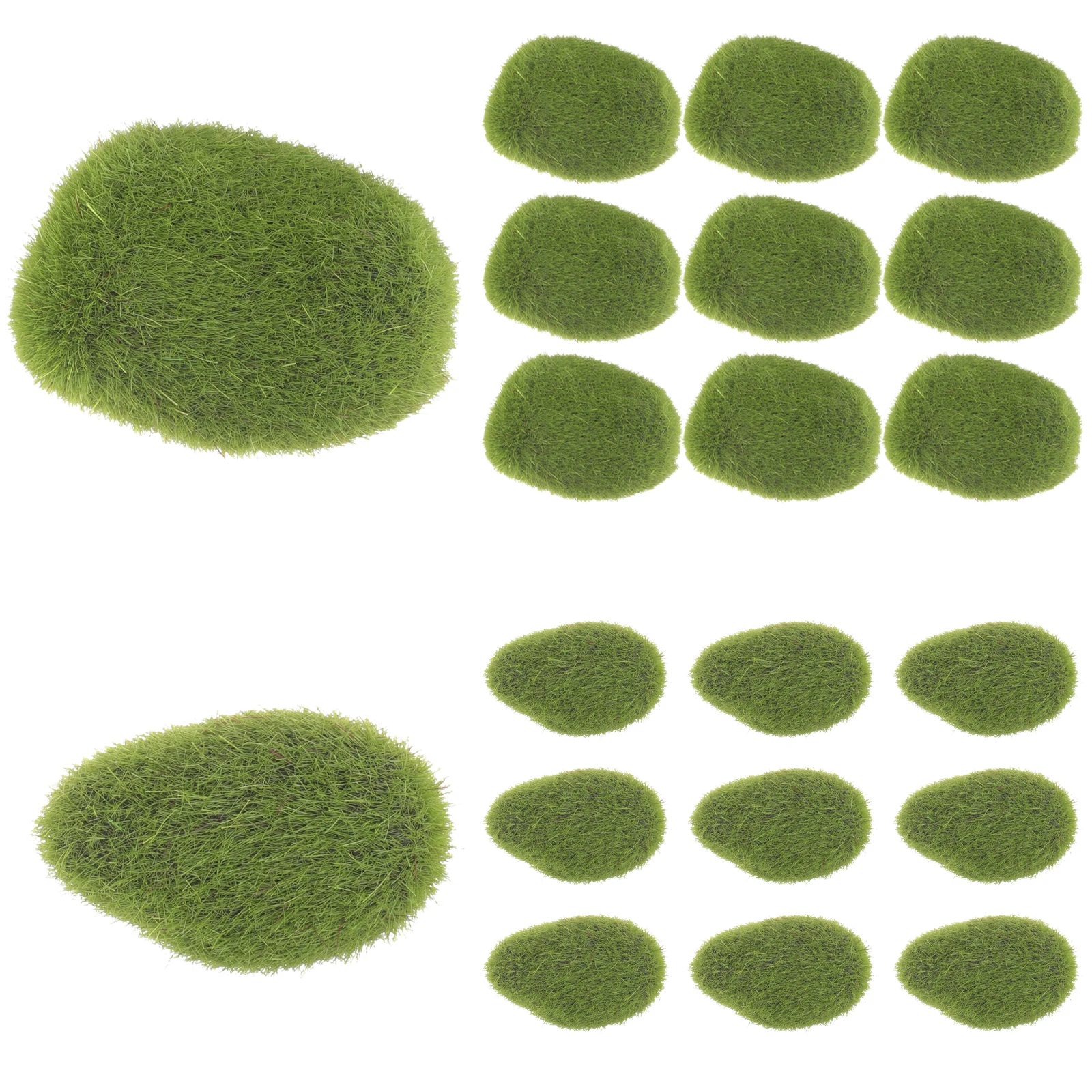 

20 Pcs Artificial Moss Stone Green Decorative Faux Stones for Bonsai Yard Garden Plant Wall Ornament Mini Landscape DIY