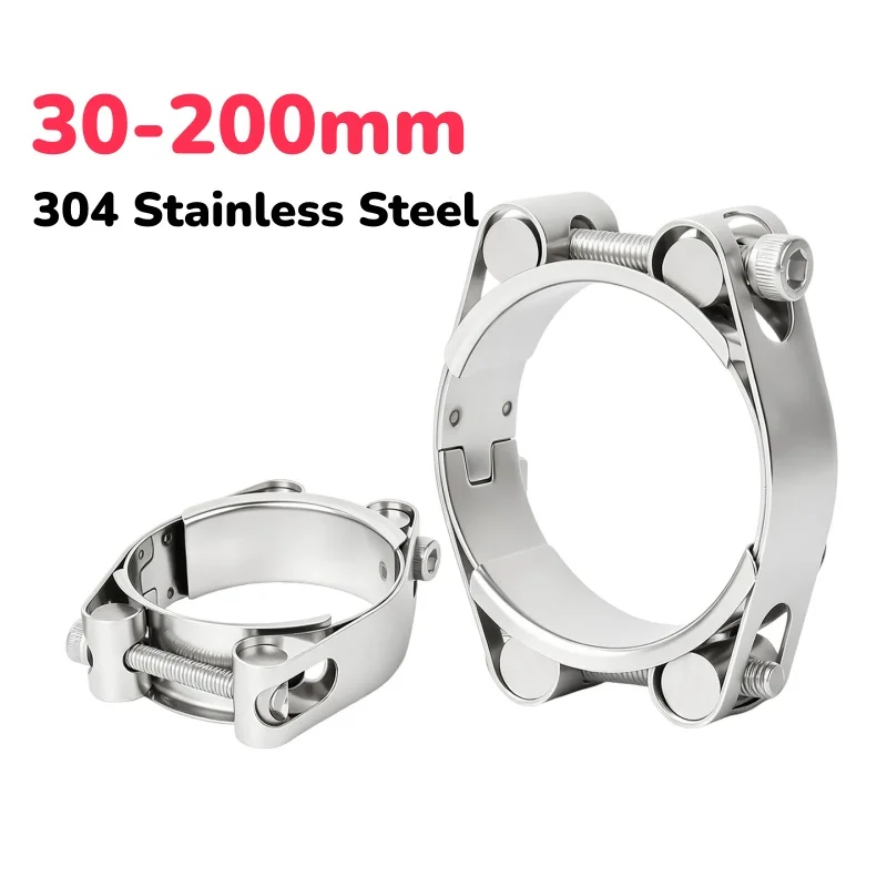 304 Stainless Steel Clips Heavy Duty Mild Steel Hose Clamps Double-head Strong Throat Clamp T-Bolt Hose Clamp