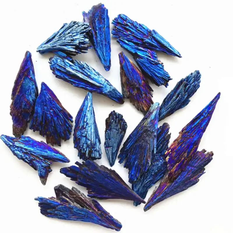 Tourmaline Electroplated Quartz Titanium Coated Crystal Mineral Specimen Room Black Decor Peacock Feather Natural Healing Rocks