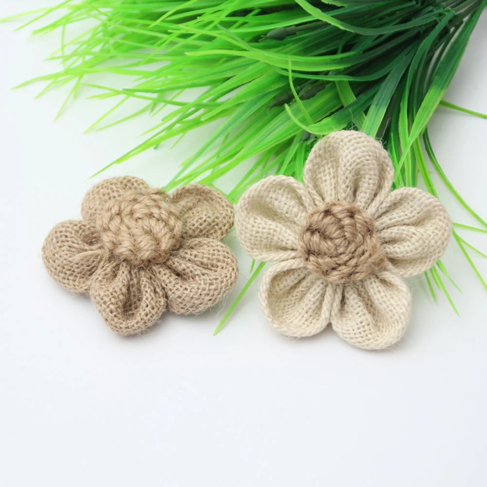 

10Pcs Artificial Lace Roses Burlap Jute Flowers Vintage Rustic Romantic Wedding Party Home Decor Bridal Craft Decoration