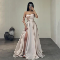 Thinyfull Formal A-Line Prom Dresses Sweetheart Appliques Split Evening Dress Saudi Arabia Cocktail Party Prom Gowns Custom Size