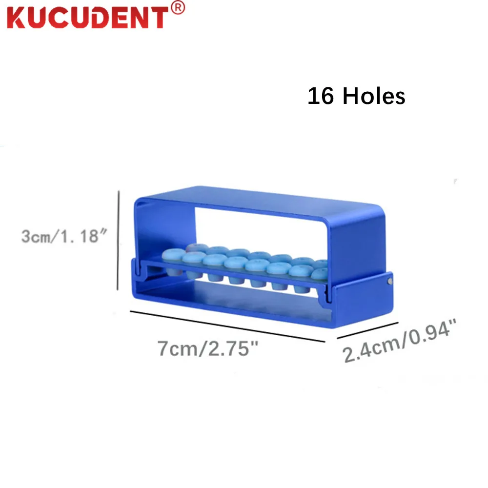 16 Holes Dental Bur Holder Box Aluminium Silicon Sterilizer Case Drill Disinfection Block for RA FG Burs Autoclave High Speed