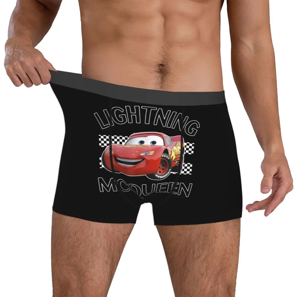 Custom Cars Lightning McQueen Finish Boxers Pants Humor Underwear Breathable Boxer Briefs Gift For Man Underpants Merch