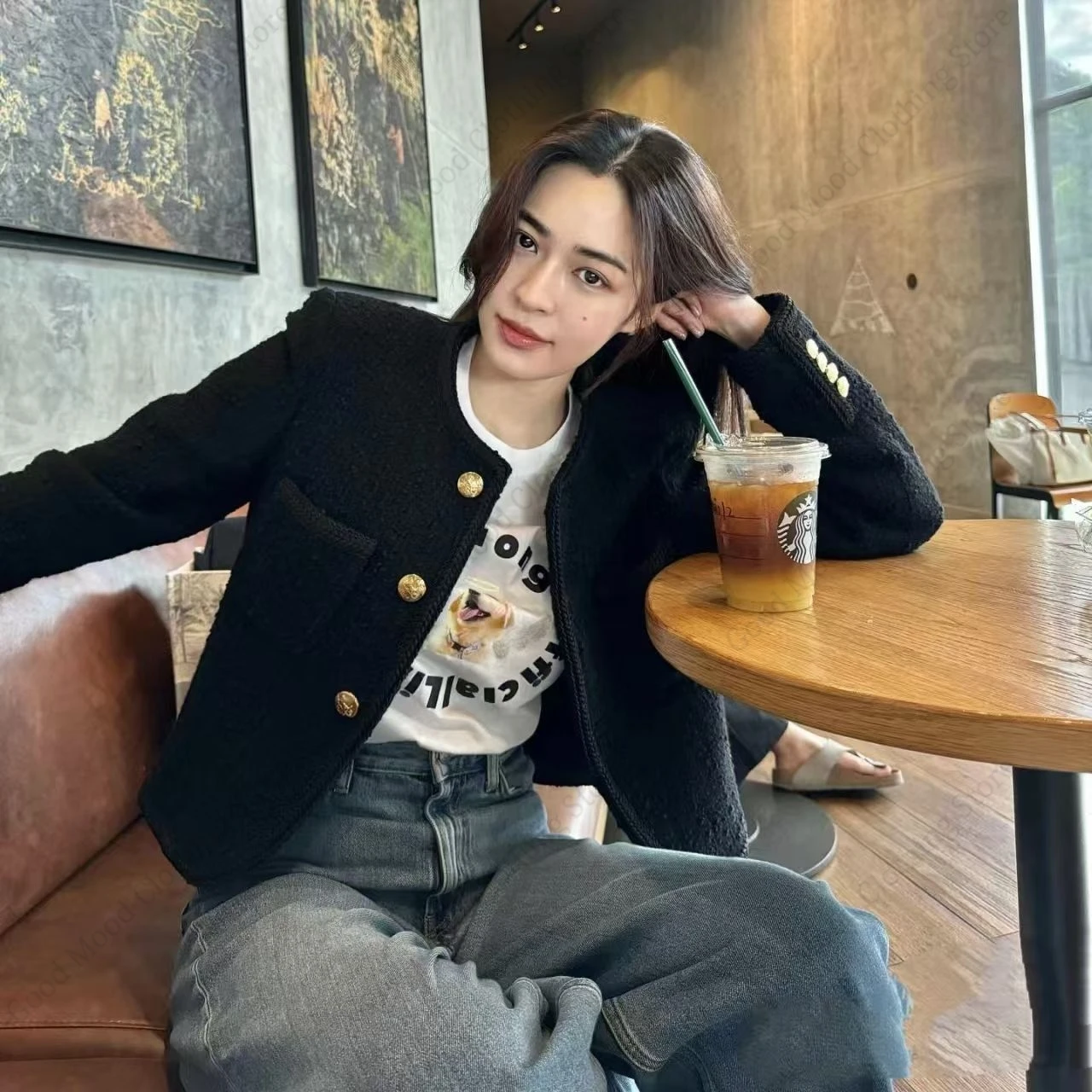 Lingling Kwong Same Print T‑Shirt Angel Dog Graphic Short Sleeve Tee Our Secret Thai Drama Fan Merch Women Men Casual Cotton Top
