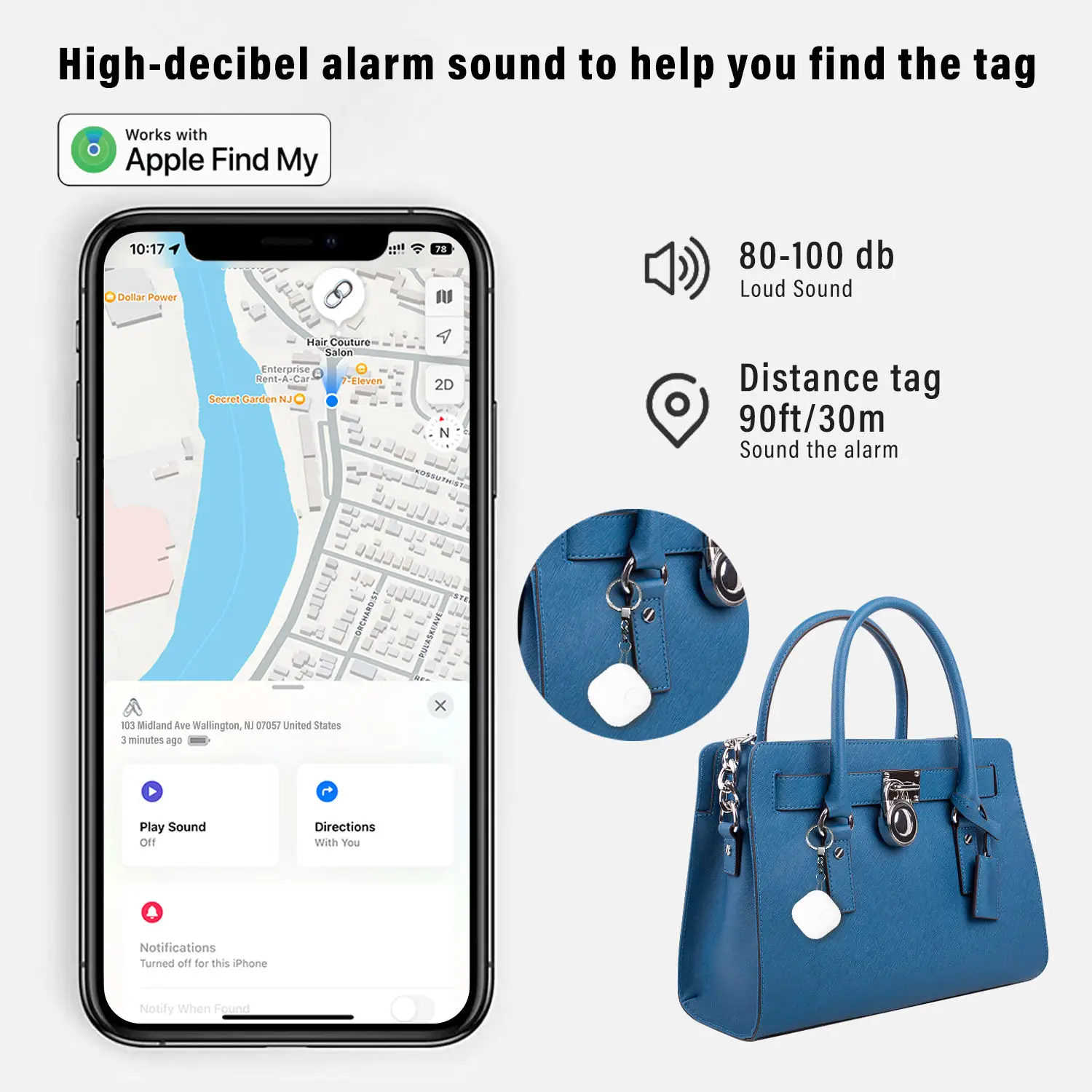 Imagem -04 - Smart Bluetooth Gps Tracker Funciona com Find my App Dispositivo Anti Perder Lembrete Iphone Tag Locator Substituição Mfi Avaliado Apto para Tag