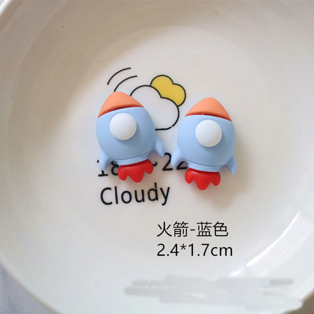 10Pcs Cute Resin Mini Cartoon Rocket Hair Accessories
