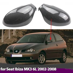 Car ABS Side Door Mirror Cover for Seat Ibiza MK3 6L 2002-2008 Horn Bright Black Auto Exterior Sides mirror Cover With Tool