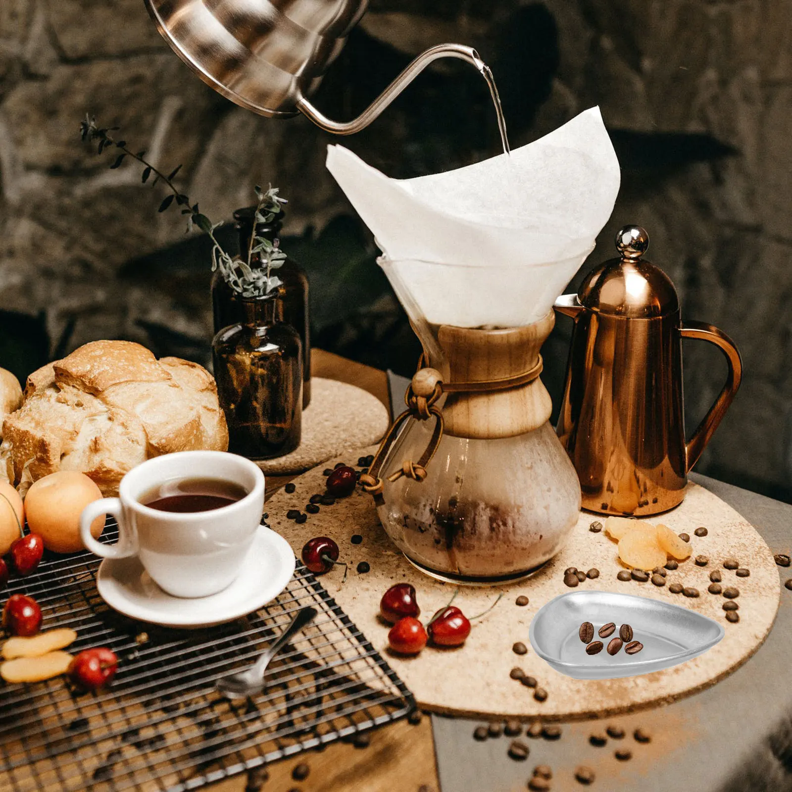 

Coffee Display Tray Sturdy Flexible Slope Edge Stable Lightweight Multi Function Sample Dish Stainless Steel Bean Tray Toasted