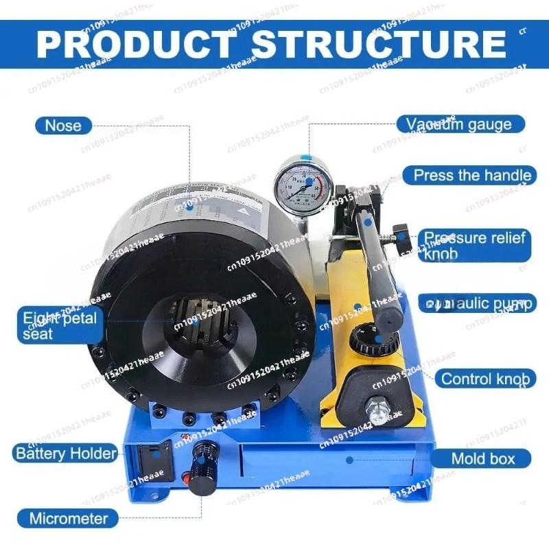 Suitable for Manual Hydraulic Crimper Hose Crimping Tool Portable with 8 Die Sets