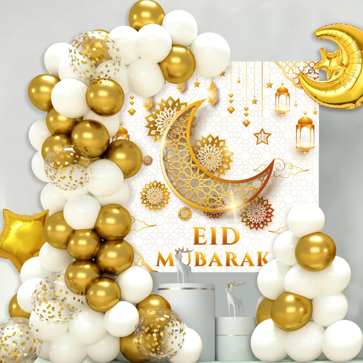 Eid Mubarak Balloon Background Ramadan Decoration For Home 2025 Ballons Ramadan Mubarak Muslim Islamic Festival Party Supplies