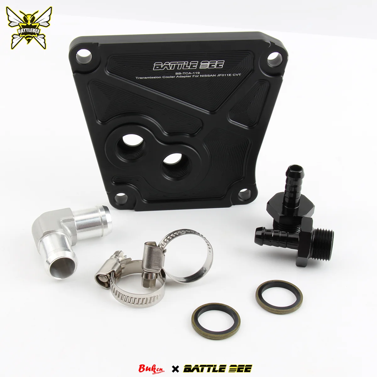 1Set New BATTLE BEE T70 Teana CVT JF011E/REOFOA Gearbox Oil Cooling Radiator Adapter BB-TCA-119 Aluminum Alloy
